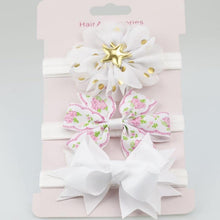 Load image into Gallery viewer, Luxury Modern Handamde 3PCS Set Elastic Flower Headbands for Baby Girls Hair Accessories Baby Girls Bows Nylon Bow For Girls
