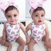 Load image into Gallery viewer, Baby Girls Romper Jumpsuit Headband Watermelon Printed Outfits Sun suit Set New 0-24M In Modern Design
