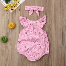 Load image into Gallery viewer, Newborn Infant Baby Girl Clothes Sleeveless Floral Bodysuit Headband 2PCS Jumpsuit Playsuit Outfit Dress For Girls
