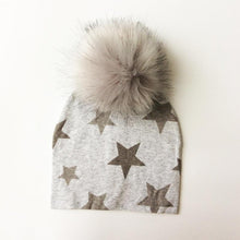 Load image into Gallery viewer, Luxury Modern Baby Hat Cotton Printing Hat With Pompon For Girls Autumn Winter Boys Caps Children Bonnet For Kids
