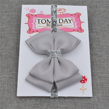 Load image into Gallery viewer, Luxury New Baby Hair Bow Flower Headband Silver Ribbon Hair Band Handmade Hair Accessories Bow for Children
