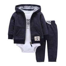 Load image into Gallery viewer, Modern Popular New Set Baby Cotton Long Sleeve Hooded Jacket Pant And Rompers For Newborn Outfits Unisex Clothing
