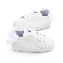 Load image into Gallery viewer, Baby Boy Girl Classic Sports Sneakers Newborn PU Leather Non-slip First Walkers With Bow Infant Toddler Soft Shoes
