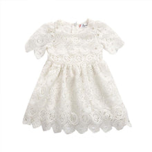 Load image into Gallery viewer, Handmade Classic Baby Girls Dress with Princess Floral Lace And Hollow Out Short Sleve Party Dress For Girls
