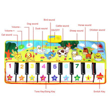 Load image into Gallery viewer, Big Musical Mat Carpet Touch Play Piano with 8 Animals Sound Music Instrument Baby Play Mat Rug Educational Toys For Kids
