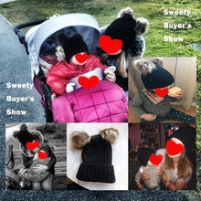 Load image into Gallery viewer, Fashion Parent-child Caps Cute Infant Baby Pom Pom Cap Winter Double Fur Ball Hat Baby Mom Warm Knitted Hat
