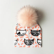 Load image into Gallery viewer, Luxury Modern Unique Toddler Boys and Girls Cartoon Printing Cotton Pompom Cap For Baby Beanie Hat With Pompon For Kids
