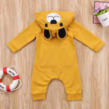 Load image into Gallery viewer, Cute Bear Newborn Infant Baby Boy Girl Kid Ear Hooded Romper Zipper Cartoon Patchwork Jumpsuit For Baby Girls and Boys
