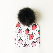 Load image into Gallery viewer, Luxury Modern Unique Toddler Boys and Girls Cartoon Printing Cotton Pompom Cap For Baby Beanie Hat With Pompon For Kids
