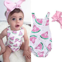 Load image into Gallery viewer, Baby Girls Romper Jumpsuit Headband Watermelon Printed Outfits Sun suit Set New 0-24M In Modern Design
