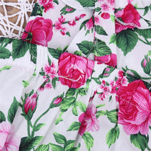 Load image into Gallery viewer, Baby Girls Summer Romper and Headband Jumpsuit Floral Sun suit Outfits 2 pieces With Bow In Modern Floral Design

