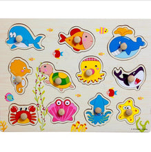 Load image into Gallery viewer, Kid Early Educational Table With Shapes of Vegetables and Animals Baby Hand Grasp Wooden Puzzle Toy Alphabet And Digit Learning Education Child Wood Toy

