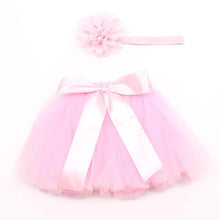 Load image into Gallery viewer, Luxury Modern Elegant Baby Girl Tulle Tutu Skirt and Flower Headband Set Newborn Dress With Big Bow And With Headband
