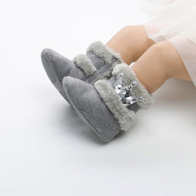 Load image into Gallery viewer, Newborn Infant Baby Girls Winter Warm Crown Fur Mid-Calf Length Slip-On Furry Boots 0-18M
