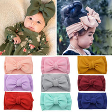 Load image into Gallery viewer, Fashion Trend Big Modern Baby Bow Accessories For Toddler Girls In Solid Bow Hairband Stretch Turban Knot Head Wrap Color  for Kids
