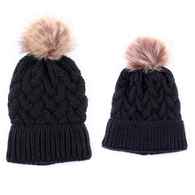 Load image into Gallery viewer, Luxury Modern Cute Kids Girls Hats Mother &amp; Daughter Warm Knitted Hat And Caps Winter Newborn Baby Cap
