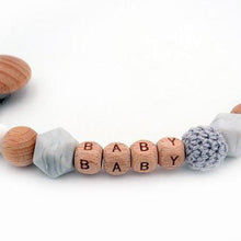 Load image into Gallery viewer, Handmade Personalized Name Silicone Wood Pacifier Clips Safe Teething Chain Baby Teether Clips Holder For Pacifier For Kids
