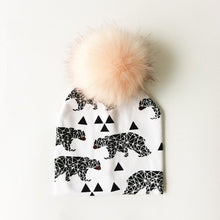 Load image into Gallery viewer, Luxury Modern Unique Toddler Boys and Girls Cartoon Printing Cotton Pompom Cap For Baby Beanie Hat With Pompon For Kids

