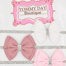 Load image into Gallery viewer, Luxury New Baby Hair Bow Flower Headband Silver Ribbon Hair Band Handmade Hair Accessories Bow for Children
