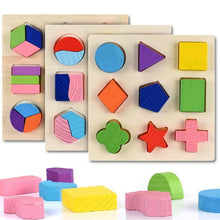 Load image into Gallery viewer, Wooden Geometric Shapes Puzzle Sorting Math Bricks Preschool Learning Educational Game Baby Toddler Toys for Children
