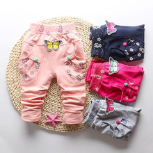 Load image into Gallery viewer, New Spring 100% cotton High-quality Cute Butterfly Embroidery Pattern Baby Girls Pants For 0-3 year Baby Girl
