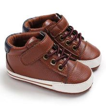 Load image into Gallery viewer, Newborn PU Leather Shoes Winter Fashion Baby Soft Sole Canvas Sneakers 0-12 Months Baby Boy And Girl
