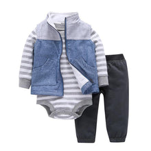 Load image into Gallery viewer, Modern Popular New Set Baby Cotton Long Sleeve Hooded Jacket Pant And Rompers For Newborn Outfits Unisex Clothing
