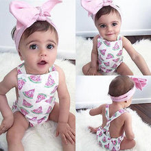 Load image into Gallery viewer, Baby Girls Romper Jumpsuit Headband Watermelon Printed Outfits Sun suit Set New 0-24M In Modern Design

