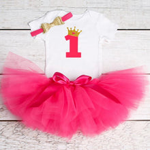 Load image into Gallery viewer, Baby First Birthday Outfits Tutu Tulle for 1 Year Party Fluffy Pink Communion Toddler Christening Gown Dresses For Girls
