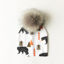 Load image into Gallery viewer, Luxury Modern Unique Toddler Boys and Girls Cartoon Printing Cotton Pompom Cap For Baby Beanie Hat With Pompon For Kids
