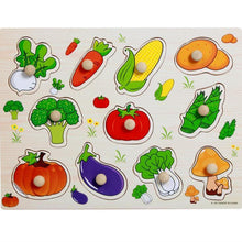 Load image into Gallery viewer, Kid Early Educational Table With Shapes of Vegetables and Animals Baby Hand Grasp Wooden Puzzle Toy Alphabet And Digit Learning Education Child Wood Toy
