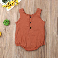 Load image into Gallery viewer, Newborn Baby Girl Boy Clothes Cotton Linen Sleeveless Button Bodysuit Outfits Set Jumpsuit Romper
