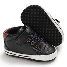Load image into Gallery viewer, Newborn PU Leather Shoes Winter Fashion Baby Soft Sole Canvas Sneakers 0-12 Months Baby Boy And Girl
