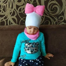 Load image into Gallery viewer, infant Baby Hat Girl big bow Butterfly Knot Cap cotton Collar Scarf set hat for girls baby
