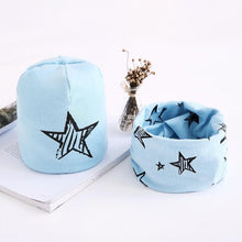 Load image into Gallery viewer, Star Print Cotton Hat And Scarf  Baby Beanie Kids Caps Children's Accessories For Boys and Girls
