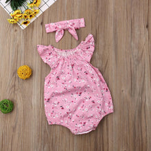 Load image into Gallery viewer, Newborn Infant Baby Girl Clothes Sleeveless Floral Bodysuit Headband 2PCS Jumpsuit Playsuit Outfit Dress For Girls

