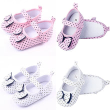 Load image into Gallery viewer, Baby Summer Shoes Anti-slip Sole Crib Shoe Bowknot Dot Print Casual For 3-12 Months Baby

