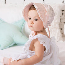 Load image into Gallery viewer, Cute Princess Baby Hat With Bow Solid Color Lace Hollow for Baby Girl Cap Toddler Kids Beach Bucket Hats In Retro Design
