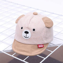 Load image into Gallery viewer, Cartoon Bear Baby Hat Cap Adjustable Baseball Cap Cute Striped Cotton Kids Sun Hat for Baby Boys
