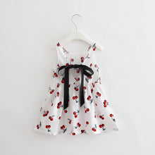 Load image into Gallery viewer, Luxury Modern Summer Girl Dress Children Kids Cherry Dress V-Back Dress Baby Cotton Kids Vest halter dress For Girls
