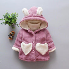 Load image into Gallery viewer, Baby Girls Winter Coats Newborn Baby Thick Velvet Outerwear For  Toddler Hoodies For Girls With Heart Print Design For Girls And Babies
