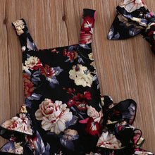 Load image into Gallery viewer, 2PCS Newborn Toddler Baby Girls Clothes Flower Romper Sleeveless Jumpsuit Outfits Headband Clothes IWth Bow In Elegant Floral Design
