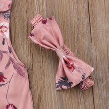 Load image into Gallery viewer, Floral Newborn Baby Girls Sleeve less Printed Rompers Jumpsuit Headband Clothes Sets Outfits For Baby Girls With Bow
