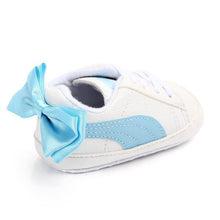 Load image into Gallery viewer, Baby Boy Girl Classic Sports Sneakers Newborn PU Leather Non-slip First Walkers With Bow Infant Toddler Soft Shoes
