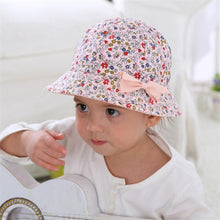 Load image into Gallery viewer, Modern Baby Girls Sun Hat Cotton Baby Hat Kids Child Cap Bowknot Flower Print Bucket Hat Double Sided
