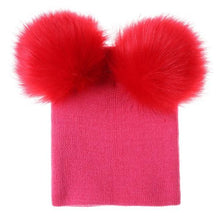 Load image into Gallery viewer, New Trend Baby Winter Hat Knitted Warm Double Fur Pompom Caps Beanies For Girls In Modern Design
