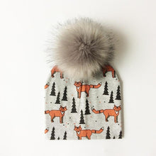Load image into Gallery viewer, Luxury Modern Unique Toddler Boys and Girls Cartoon Printing Cotton Pompom Cap For Baby Beanie Hat With Pompon For Kids
