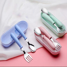 Load image into Gallery viewer, Baby Gadgets Tableware Set Children Utensil Stainless Steel Toddler Dinnerware Cutlery Cartoon Infant Food Feeding Spoon and Fork
