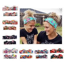 Load image into Gallery viewer, Mother &amp; Baby Headbands Print Floral Elastic Hair Bands Parent-Child Hair Accessories Bow For Baby Girls Bow in Modern Design
