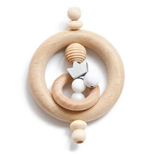 Load image into Gallery viewer, Modern Wooden Rattle Beech Bear Hand Teething Wooden Ring Baby Rattles Play Educational Toys For Kids
